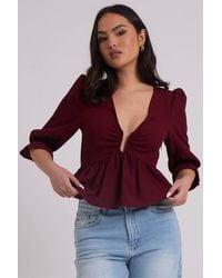 Urban Bliss - U Bar Empire Peplum Blouse - Lyst