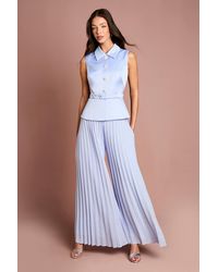 Coast - Collared Peplum Pleated Georgette Trouser Jumpsuit - Lyst