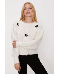 Oasis - Hand Crochet Floral Cable Knit Jumper - Lyst