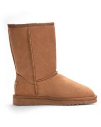 Infinity Leather - Genuine Sheepskin Suede Slip-On Ankle Winter Boots - Lyst