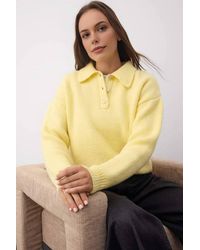 WOVCOR - Loose Fit Special Yarn Knit Sweater W/ Button Collar - Lyst