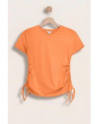 Enorsia - Ruched Side Seam Short Sleeve T-Shirt - Lyst