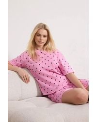 WOVCOR - Polka Dot & Heart Print Short Pyjama Set - Lyst