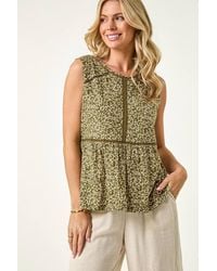 Roman - Petite Floral Print Trim Vest Top - Lyst