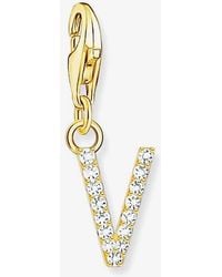 Thomas Sabo - Plated Cubic Zirconia Letter V Charm 1985-414-14 - Lyst