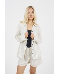 Brave Soul - Striped Long Sleeve Shirt W/ Open Back - Lyst