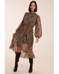 Blue Vanilla - High Neck Wrap Midi Dress - Lyst