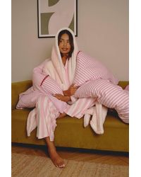 Loungeable - Chunky Sherpa Stripe Midi Hooded Dressing Gown - Lyst
