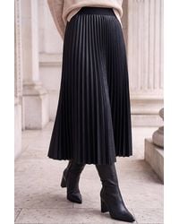 Roman - Faux Leather Pleated Skirt - Lyst
