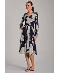 Jolie Moi - Long Sleeve Printed Mesh Midi Dress - Lyst