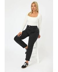 Yours - Wash Denim Boyfriend Jeans - Lyst