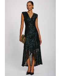 Jolie Moi - Sequin V-Neck Maxi Dress - Lyst