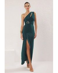 WOVCOR - One Shoulder Cut-Out Split Maxi Dress - Lyst