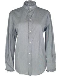 Celine - Preloved Classic Ruffle Neckline Stripe Blouse - Lyst