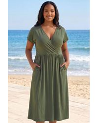 Roman - Curve Wrap Front Stretch Dress - Lyst