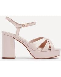 Linzi - Keliah Faux Patent Crossover Platform Heels - Lyst