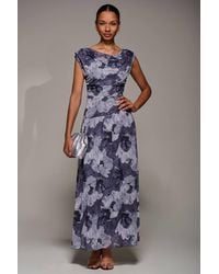 Jolie Moi - Asymmetric Draped Mesh Maxi Dress - Lyst