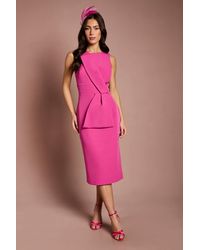 Coast - Lisa Tan Bow Detail Crepe Pencil Midi Dress - Lyst