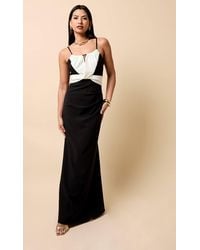 Little Mistress - Cream Contrast Maxi Dress - Lyst