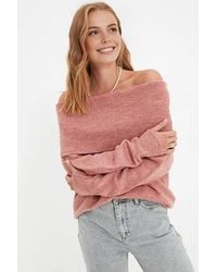 WOVCOR - Shoulder Ribbed Knit Jumper W/ Folded Neck Detail - Lyst