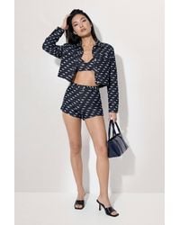 MissPap - Premium Denim Diamond Textured Bralet Top Co-Ord - Lyst