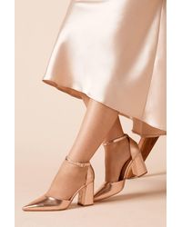 Dorothy Perkins - Blanche Ankle Strap Pointed High Block Heel Court Shoes - Lyst