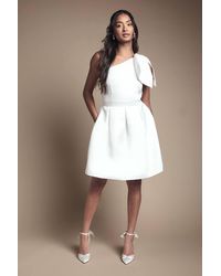 Coast - One Shoulder Statement Bow Bridal Mini Dress - Lyst