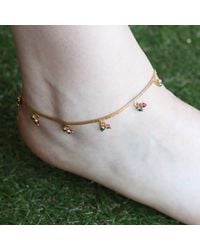 The Colourful Aura - Golden Brass Rounds Beads Indian Payal Anklet - Lyst
