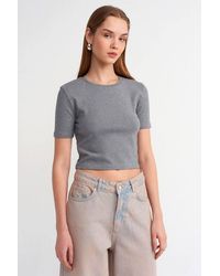 Dilvin - Slim Fit Crop T-Shirt - Lyst