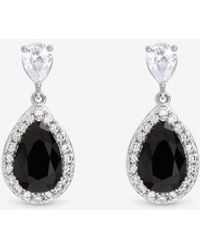 Jon Richard - Rhodium Plated Cubic Zirconia Sapphire Pear Drop Earrings - Lyst