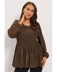 Yours - Shirred Sparkle Peplum Top - Lyst