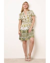Blue Vanilla - Elasticated Waist Short Sleeve V-Neck Mini Dress - Lyst