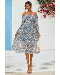FS Collection - Floral Print Long Sleeve Maxi Dress - Lyst