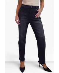 Paulo Due - High Waist Stretch Denim Straight Leg Jeans - Lyst