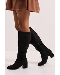 Dorothy Perkins - Wide Fit Keeley Round Toe Medium Block Heel Knee High Boots - Lyst