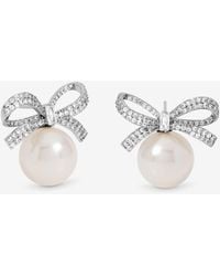 Jon Richard - Rhodium Plated Crystal Bow & Pearl Earrings - Lyst
