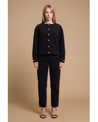 Oasis - Collarless Cord Jacket With Mottled Buttons - Lyst