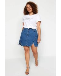 WOVCOR - Panelled Denim Mini Skirt W/ Side Split Detail - Lyst