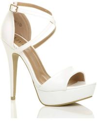 AJVANI - High Heel Crossed Straps Platform Sandals - Lyst