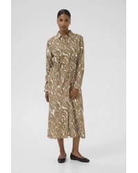 Kaffe - Kamille Long Sleeve Midi Shirt Dress - Lyst