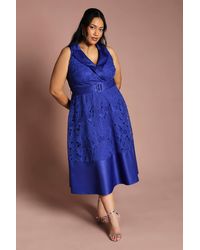 Coast - Plus Lace Sleeveless Satin Contrast Midi Skirt Dress - Lyst