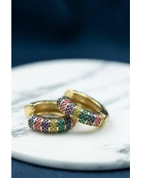The Colourful Aura - Large Huggie Multicolour Floral Hoop Earrings - Lyst