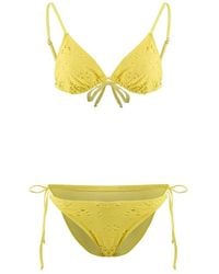 WOVCOR - Textured Triangle Bikini Set W/ Tie Side Detail - Lyst