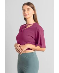 Enorsia - Knot Details V-Neck Bell Sleeve Top - Lyst