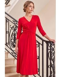 Roman - Stretch Crossover Midi Dress - Lyst
