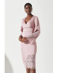 Coast - Lace Panelled Satin Wrap Dress - Lyst