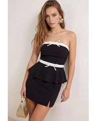 WOVCOR - Strapless Bow Detail Woven Bustier - Lyst