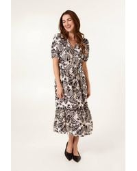 Blue Vanilla - Elasticated Waist Short Sleeve Zip V-Neck Midi Dress - Lyst