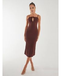 Pink Vanilla - Crinkle Tie Midi Dress - Lyst