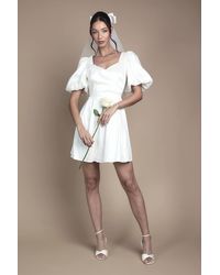 Coast - Puff Sleeve Mini Dress Wedding Dress With Tie Back - Lyst